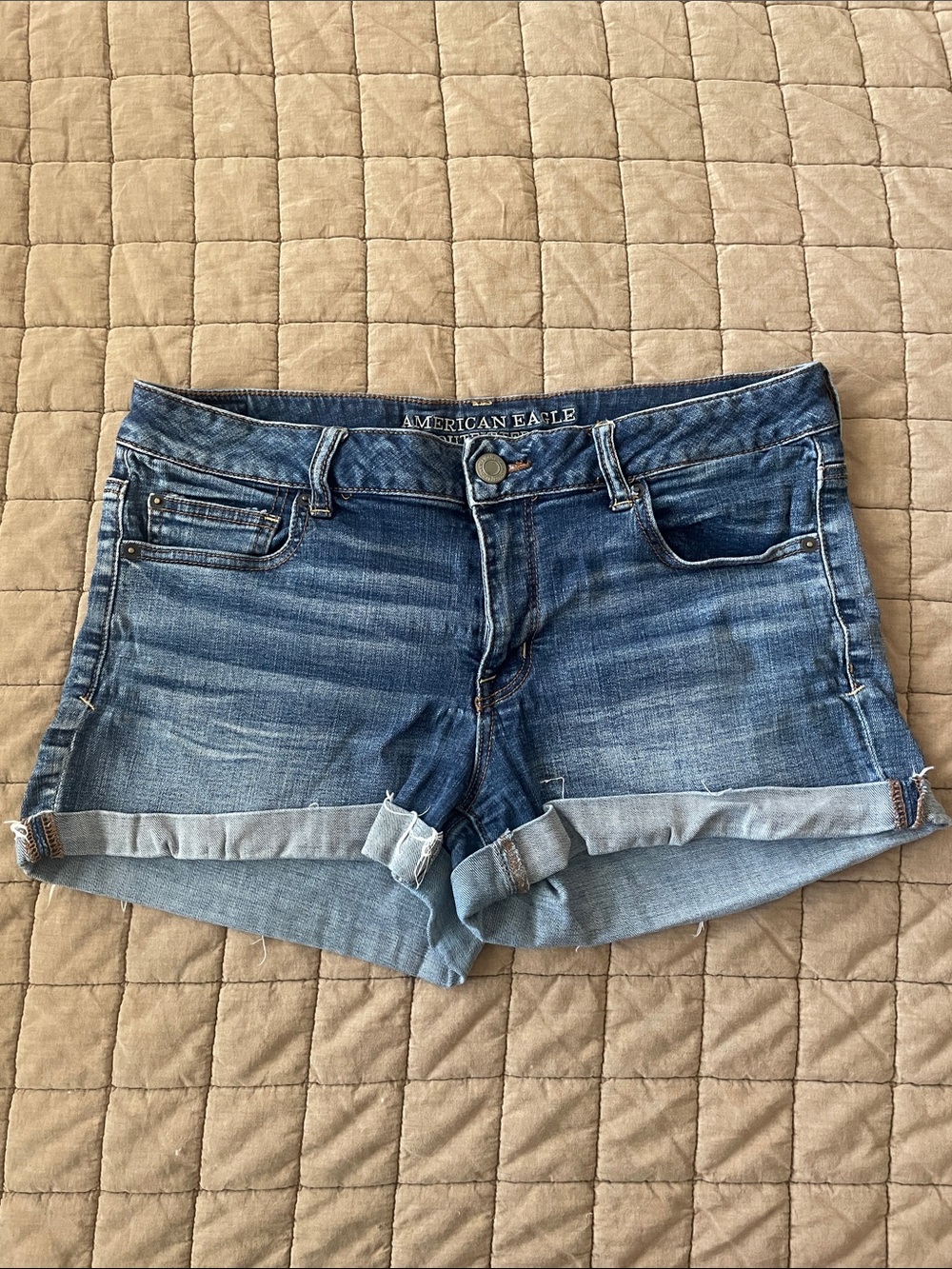 American Eagle Outfitters Medium Blue Rolled-Hem Denim Shorts